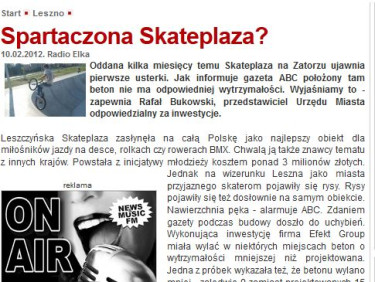 Laszczyńska skateplaza spartaczona? 