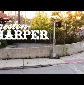 Preston Harper battles a giant curved boardslide