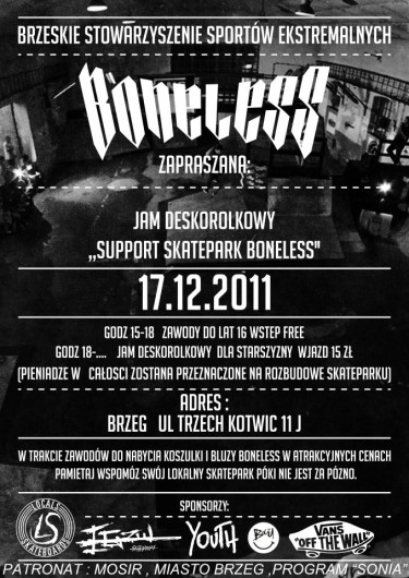 &quot;Support Skatepark Boneless&quot; Jam