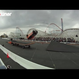 Rob Dyrdek Fantasy Factory Kickflipping a Skateboard Car