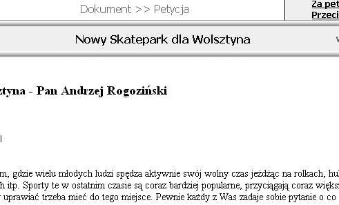 Skatepark dla Wolsztyna - petycja