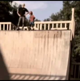 Spartan dad kicks son into skate ramp
